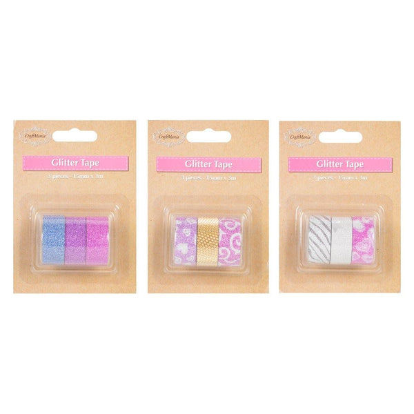 SELF ADHESIVE GLITTER TAPE 3X3M ASSORTED. 54747